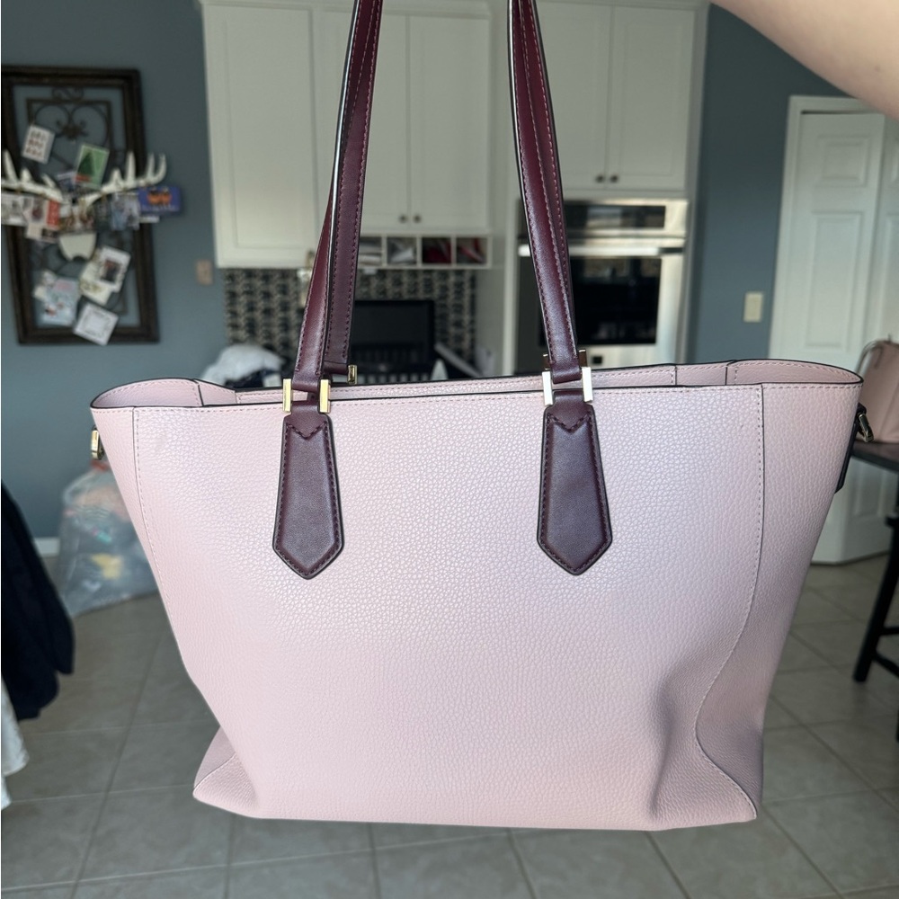 Michael Kors Light Pink Tote with Dark Brown Accents - Picture 2 of 7